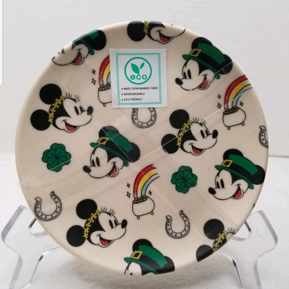Disney Mickey Minnie Shamrock St. Patrick's Day 4 Melamine Appetizer Plates